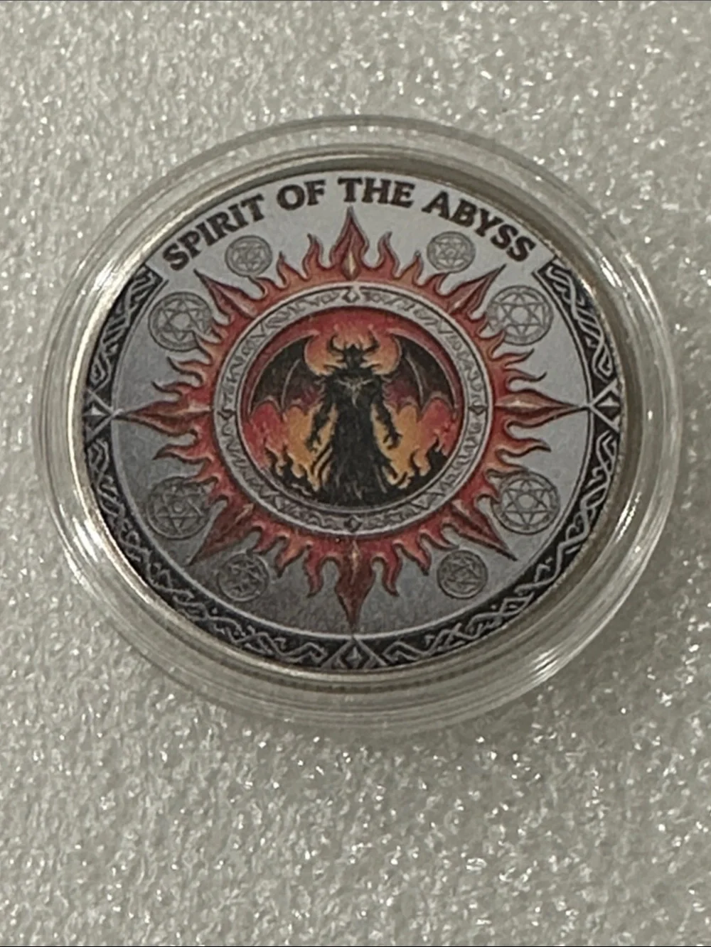 Collectible 'The Infernal Lord' Coin - Red & Gold Detailing